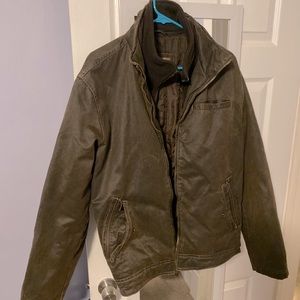 Pronto Uomo Brown Faux Leather Modern Fit Bomber Jacket